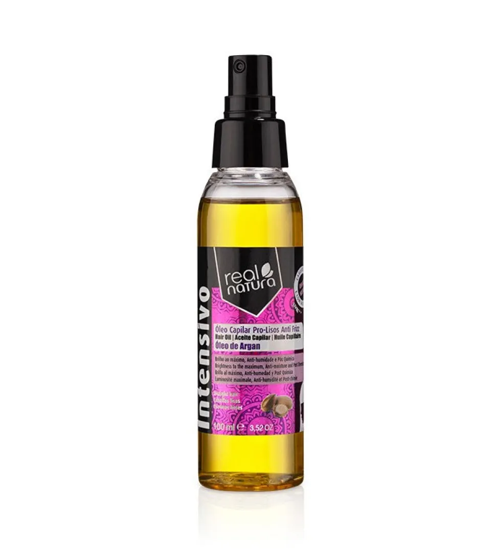 Aceite anti-encrespamiento para cabello liso con argán