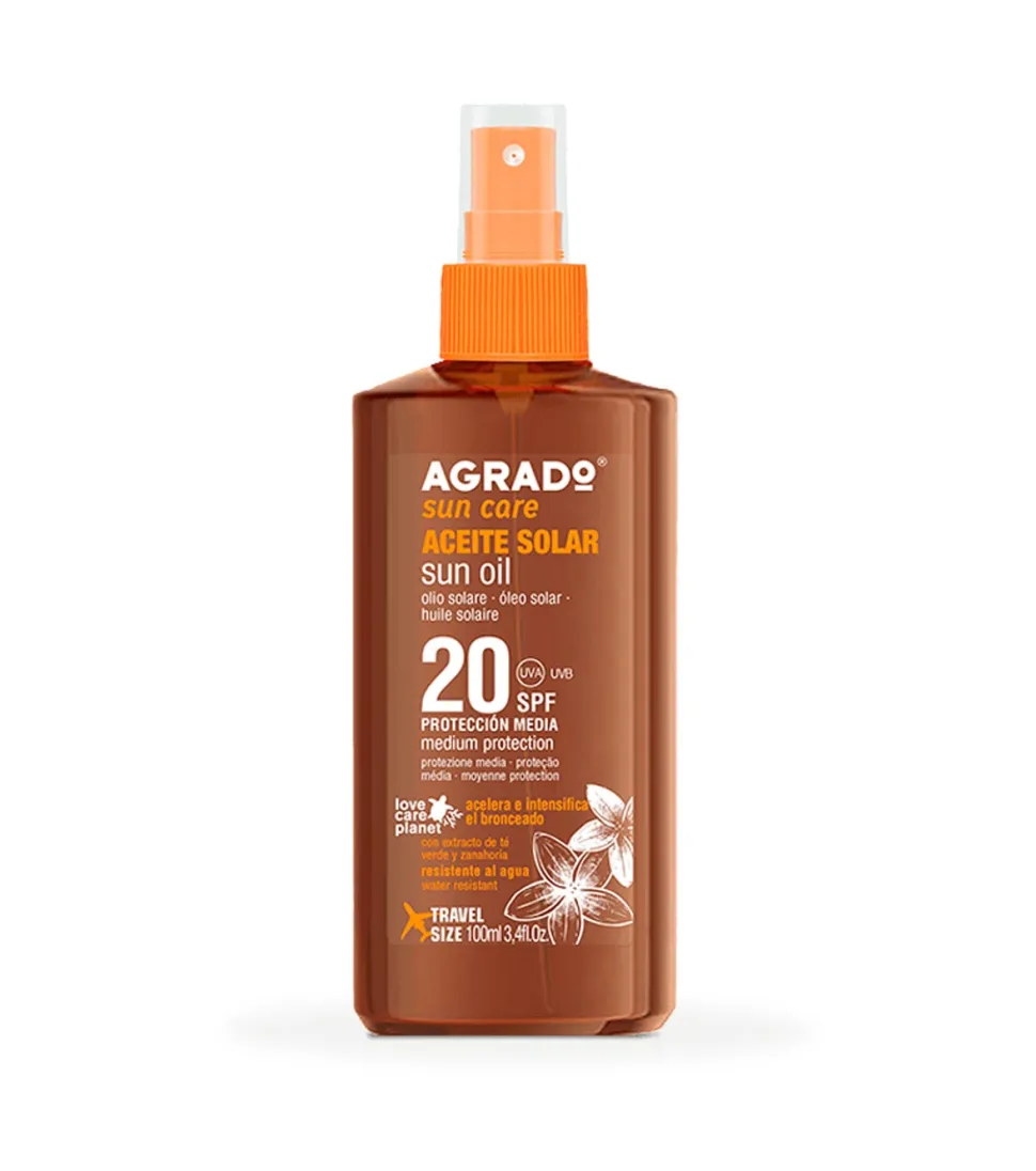 Aceite solar acelerador del bronceado SPF20