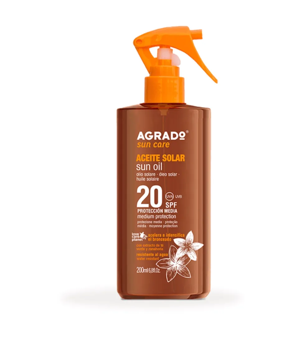 Aceite solar acelerador del bronceado SPF20