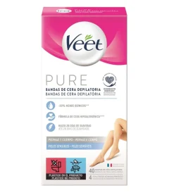 Bandas de cera depilatoria Piernas y Cuerpo Pure - Pieles sensibles (40u)