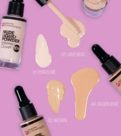 Base de Maquillaje Hipoalergénica Nude Liquid Powder - 02: Light Beige