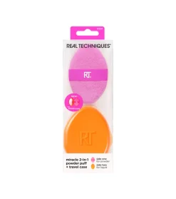Borla multiusos de doble cara Miracle 2-in-1 Powder Puff + Estuche de viaje