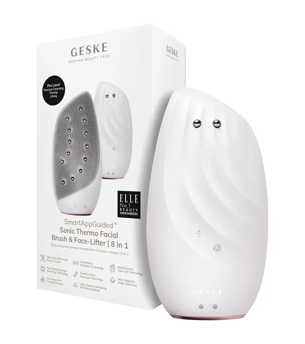 Cepillo limpiador y masajeador facial Sonic Thermo Face-Lifter 8 en 1 - White Rose Gold