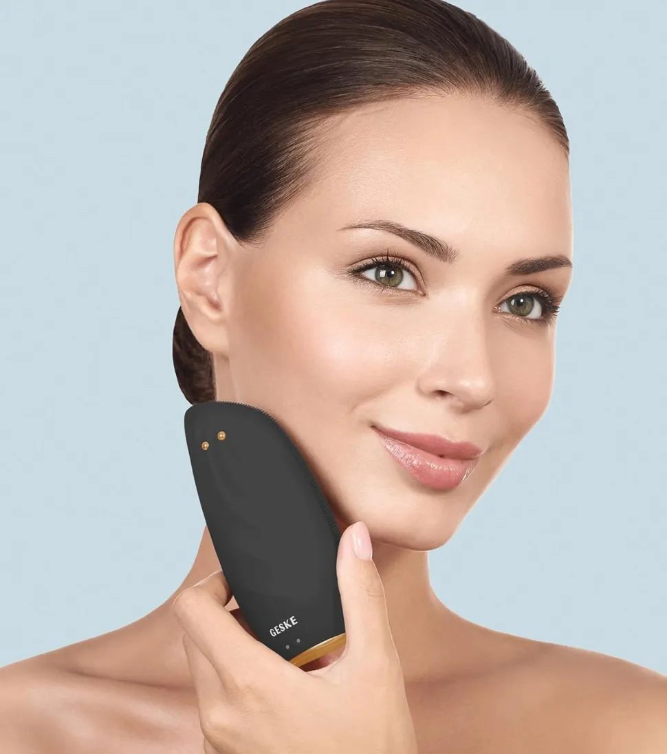 Cepillo limpiador y masajeador facial Sonic Thermo Face-Lifter 8 en 1 - Black Gold