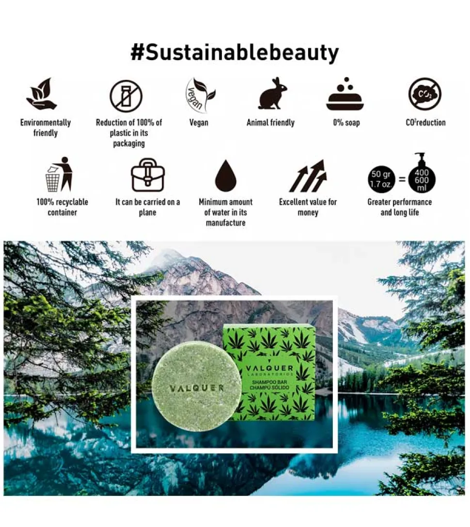 Champú sólido Hemp - Extracto de cannabis y aceite de cáñamo