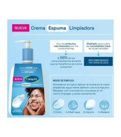 Crema espuma limpiadora facial para piel sensible, normal a seca - 473ml