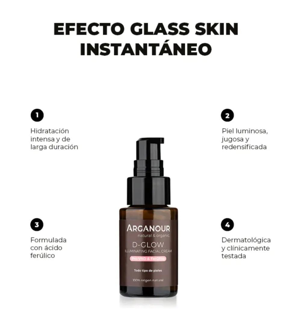 Crema facial iluminadora D-Glow