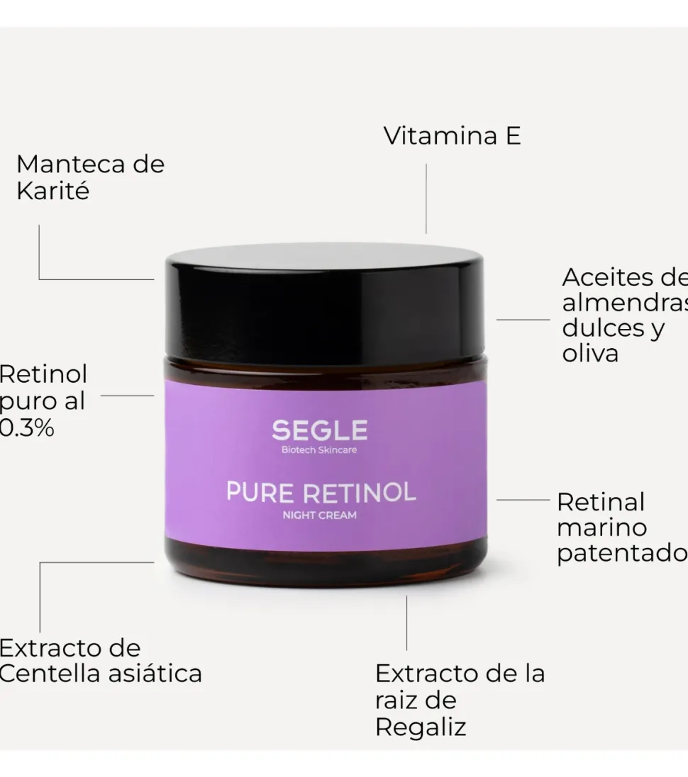 Crema facial noche antiedad Pure Retinol - Piel madura y/o seca