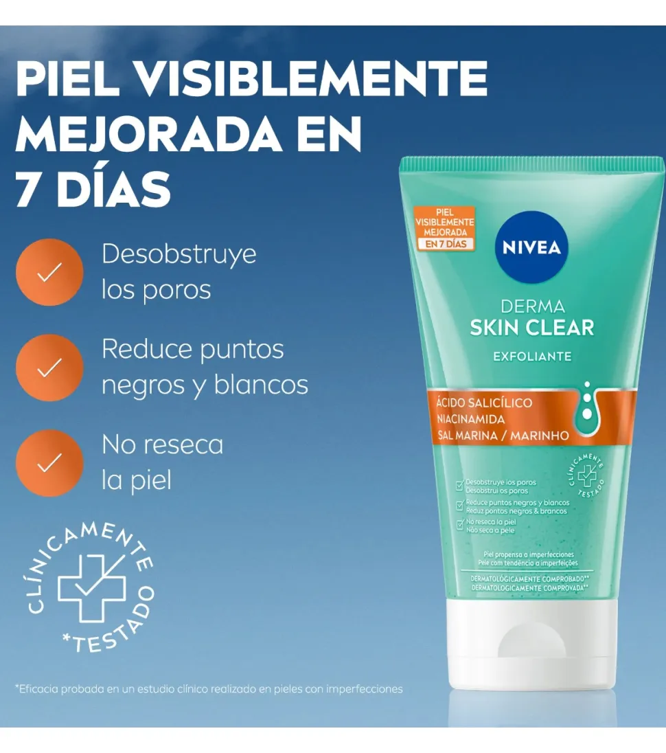 *Derma Skin Clear* - Peeling exfoliante facial de noche - Piel propensa a imperfecciones