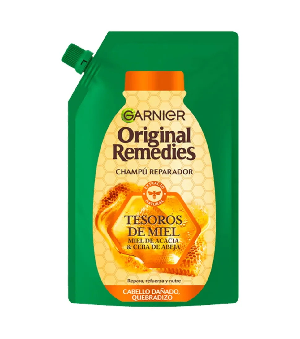 Eco-Pack champú reparador Tesoros de Miel Original Remedies - Cabello dañado, quebradizo