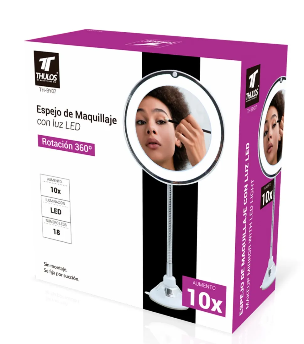 Espejo de maquillaje 360° con Iluminación LED TH-BY07