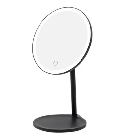 Espejo de tocador negro recargable con Iluminación LED Regulable
