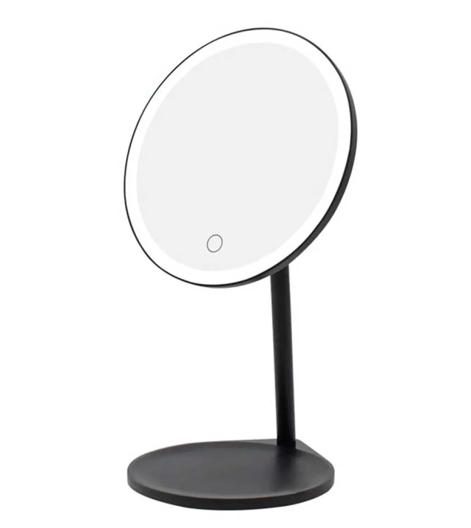 Espejo de tocador negro recargable con Iluminación LED Regulable
