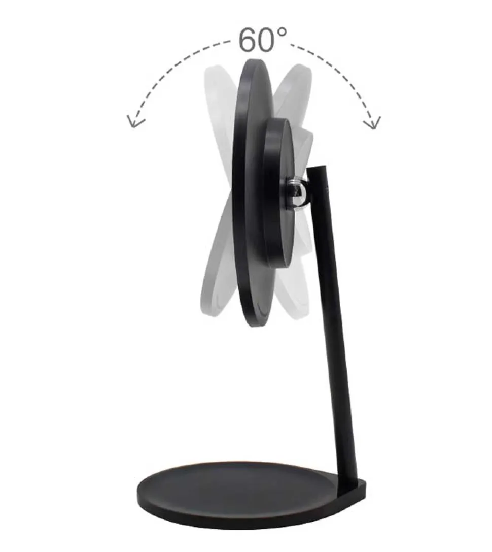 Espejo de tocador negro recargable con Iluminación LED Regulable