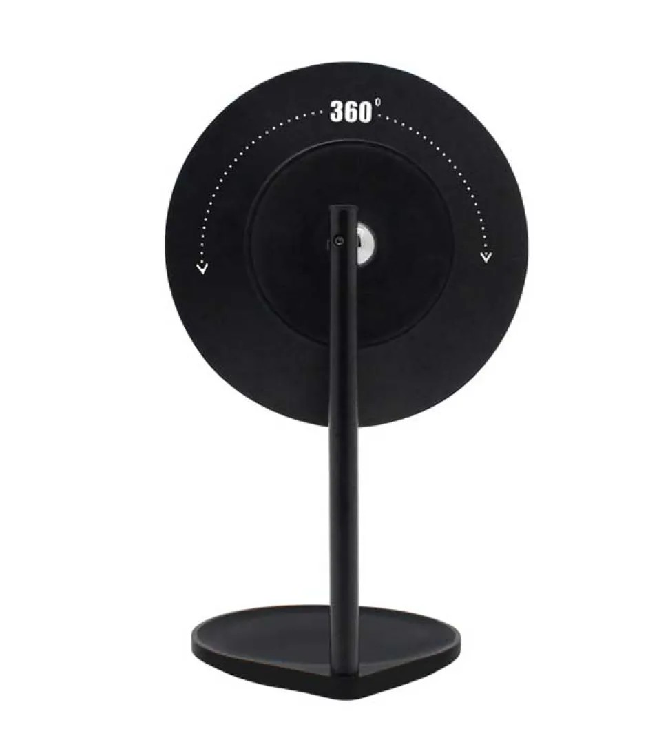 Espejo de tocador negro recargable con Iluminación LED Regulable