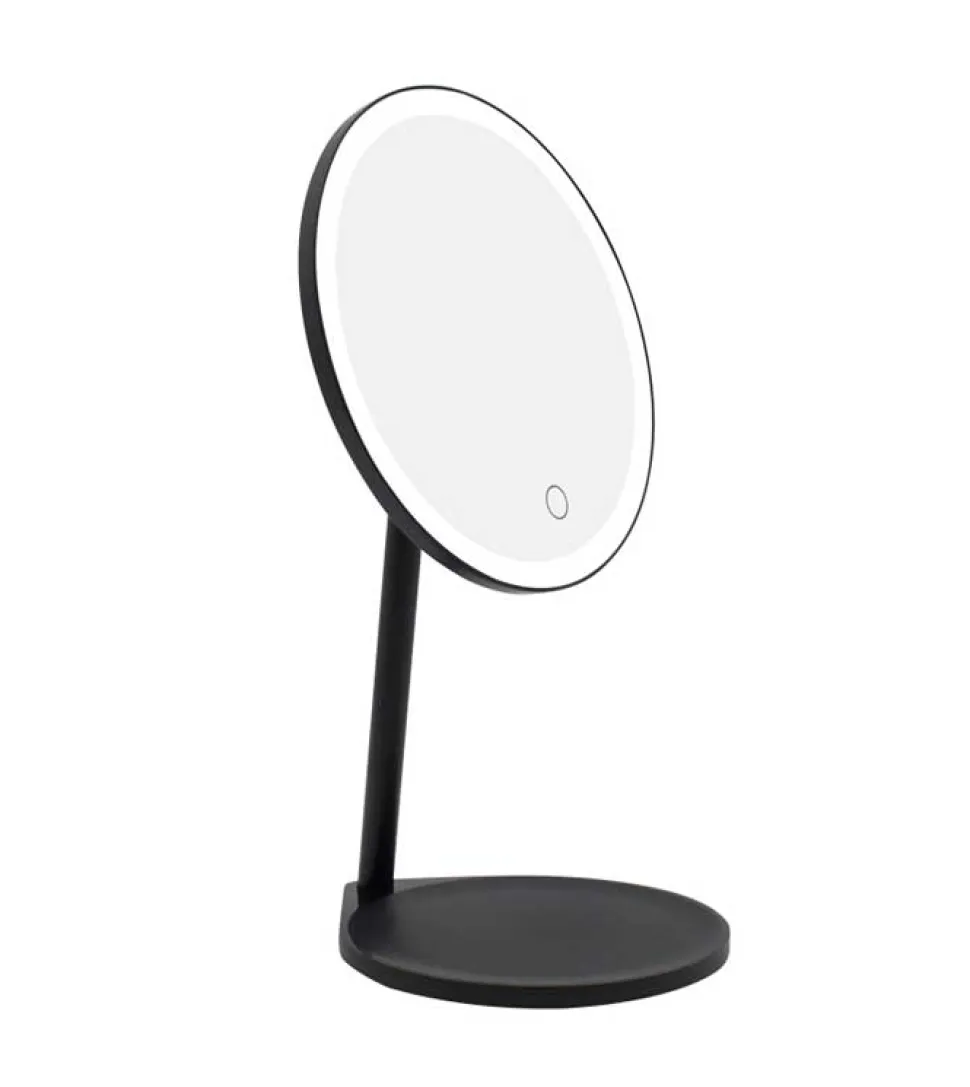 Espejo de tocador negro recargable con Iluminación LED Regulable