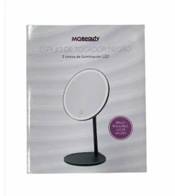 Espejo de tocador negro recargable con Iluminación LED Regulable