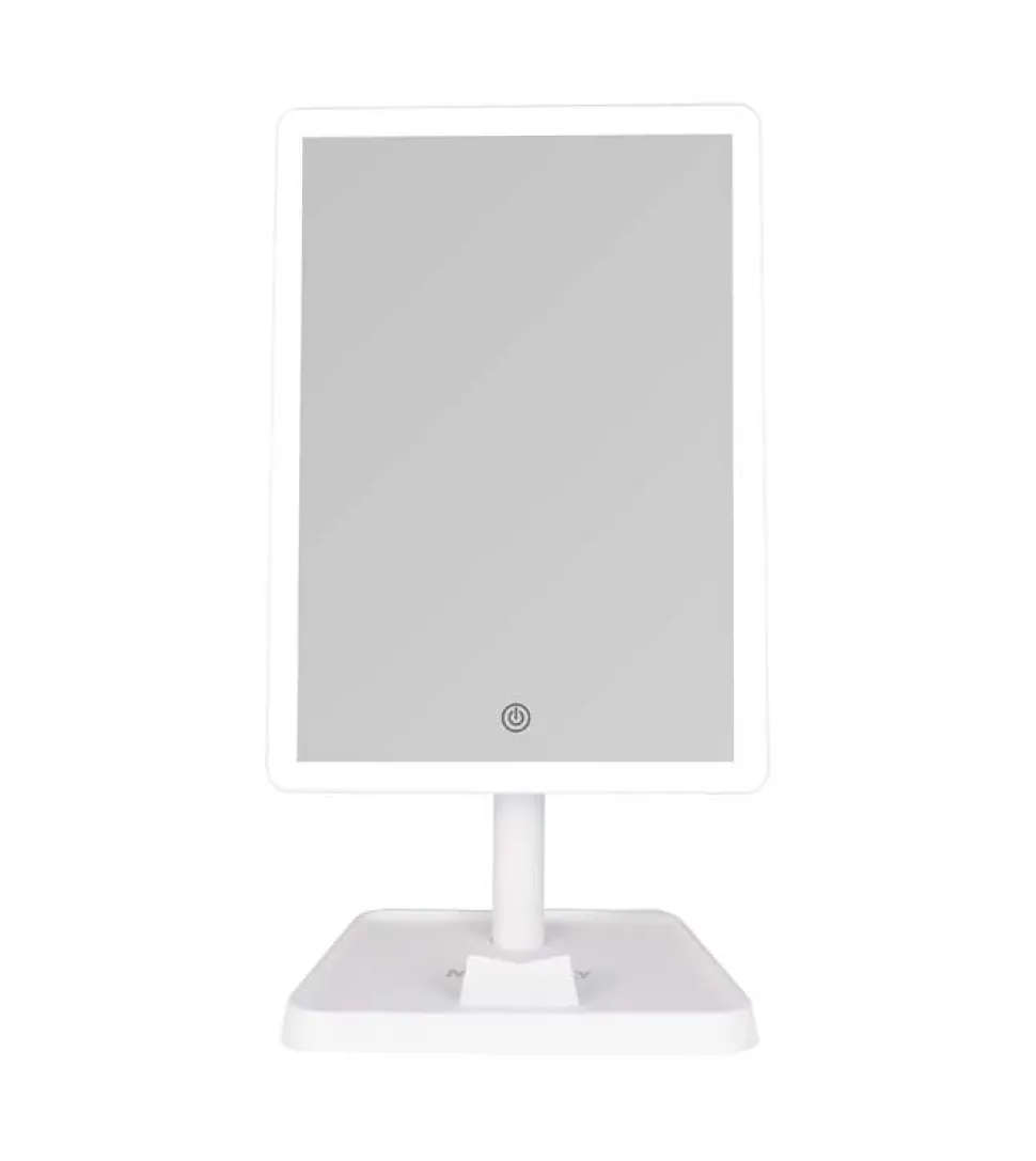 Espejo de tocador recargable con iluminación LED regulable - Blanco