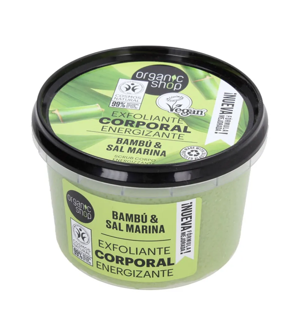 Exfoliante corporal energizante - Bambú orgánico y sal marina