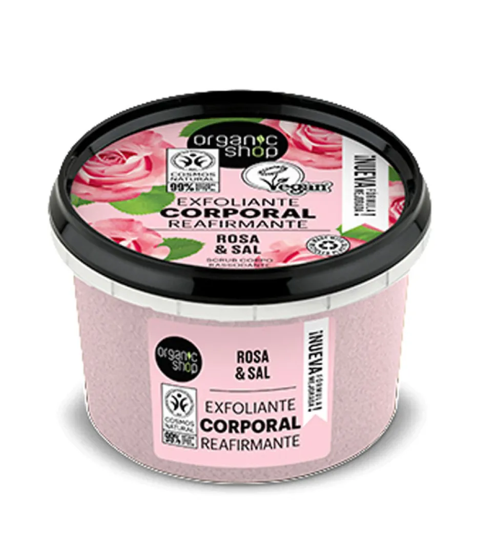 Exfoliante corporal reafirmante - Rosa orgánica y sal
