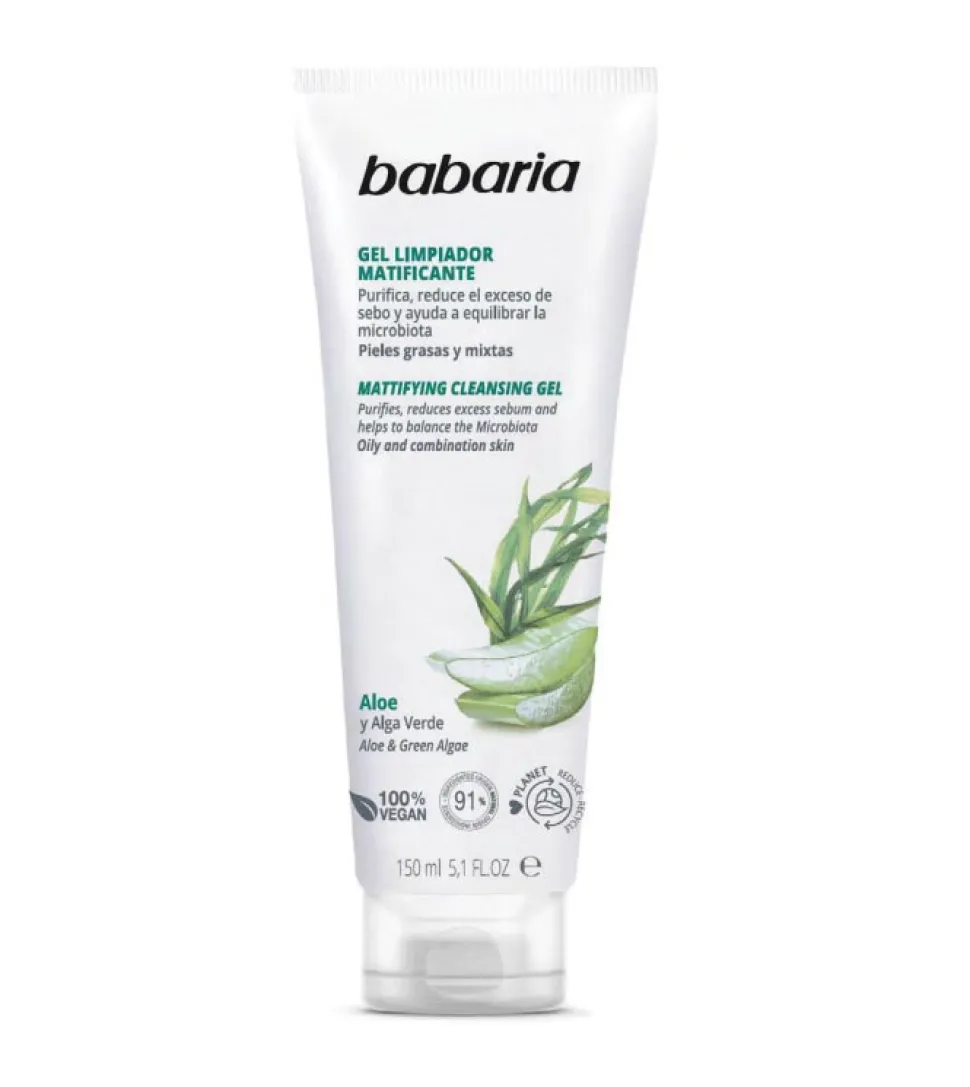 Gel limpiador facial matificante - Aloe y Alga Verde