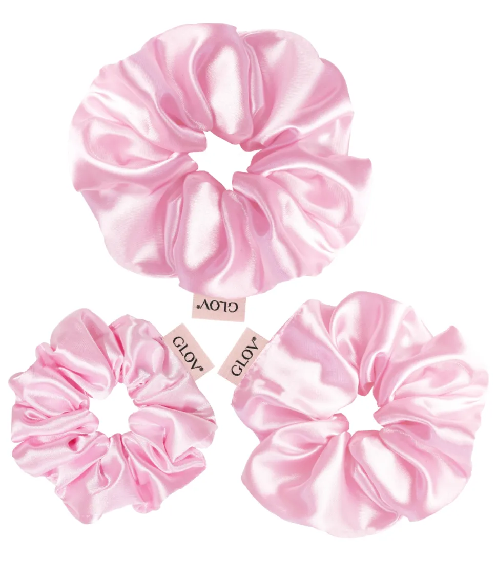 GLOV - Pack de 3 coleteros Satin Scrunchies tallas S/M/L - Rosa