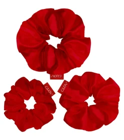 GLOV - Pack de 3 coleteros Satin Scrunchies tallas S/M/L - Rojo