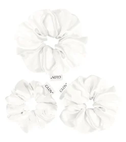 GLOV - Pack de 3 coleteros Satin Scrunchies tallas S/M/L - Blanco