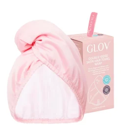 GLOV - Toalla turbante de saten y tela - Rosa