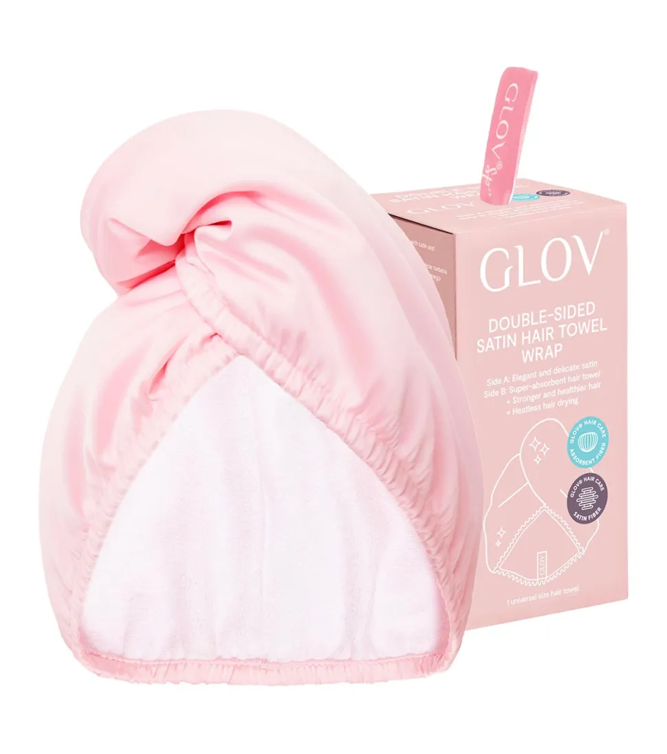 GLOV - Toalla turbante de saten y tela - Rosa