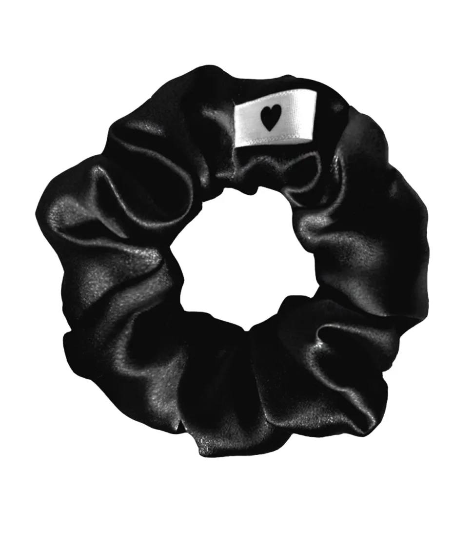 Goma de pelo estilo Scrunchie de seda - Negro