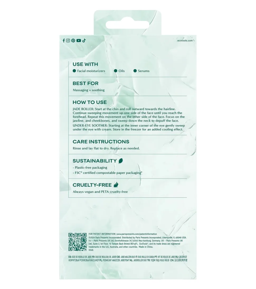 *Holidays* - Set rodillo facial y rodillo para contorno de ojos Jade Roller Duo