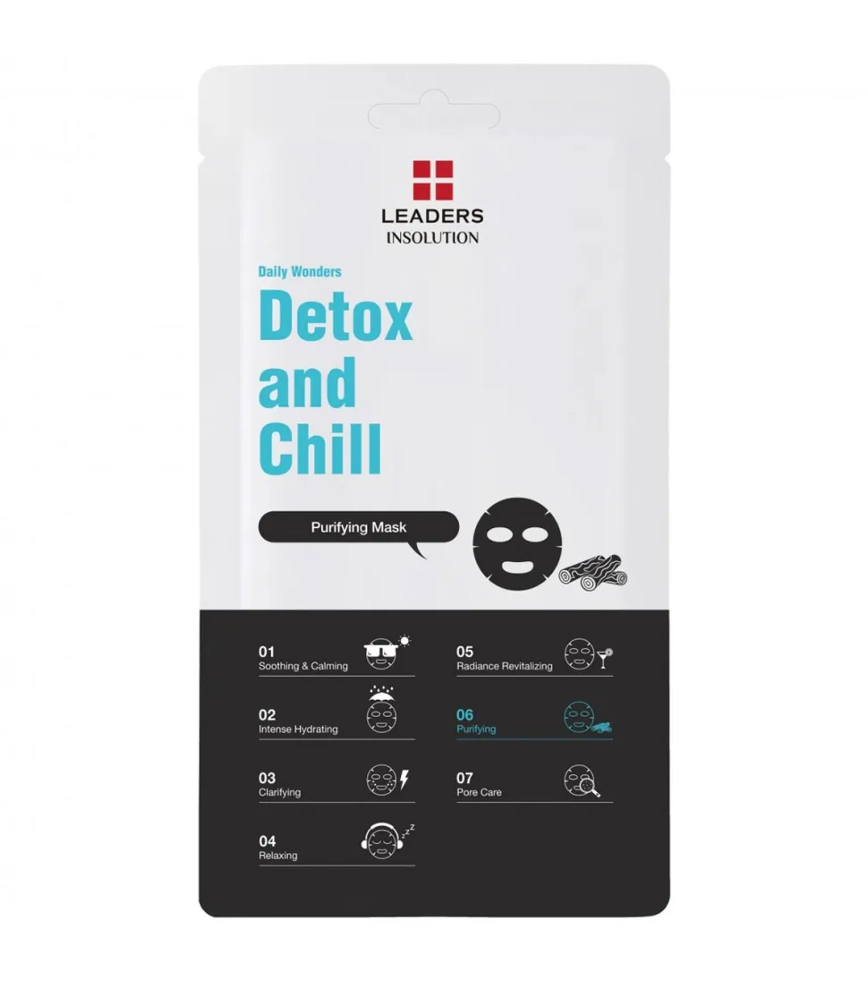 Mascarilla facial de tejido con ceniza volcánica y niacinamida Detox and Chill