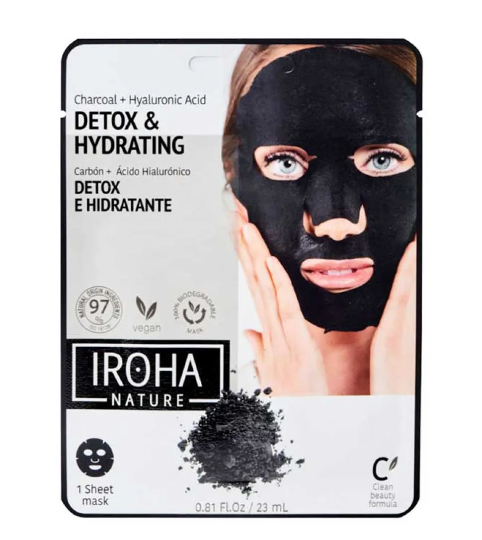 Mascarilla Facial Detox e Hidratante - Carbón + Ácido Hialurónico