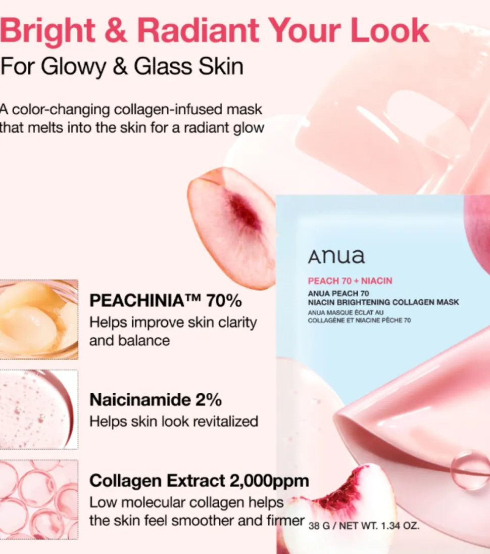 Mascarilla iluminadora con colágeno Peach 70