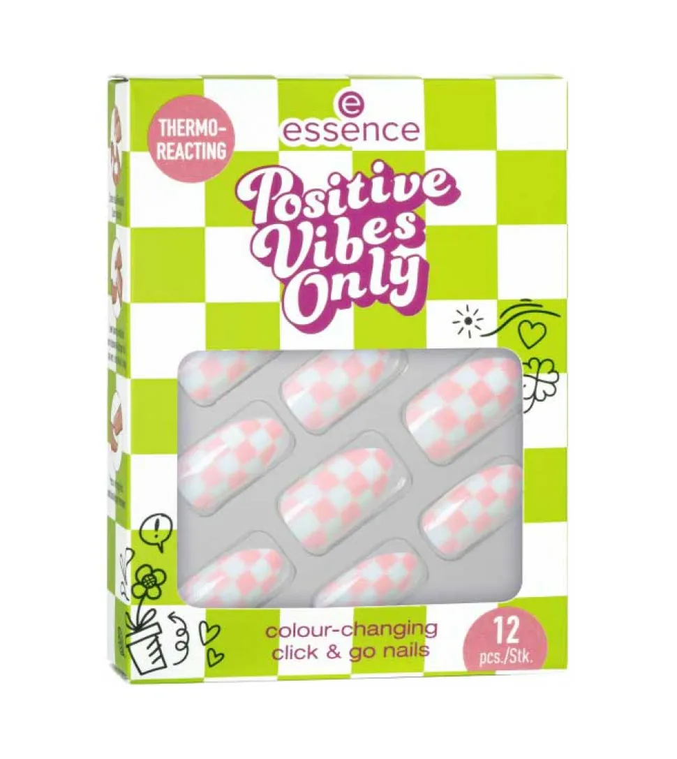*Positive Vibes Only* - Uñas Postizas Termo Reactivas Click & Go