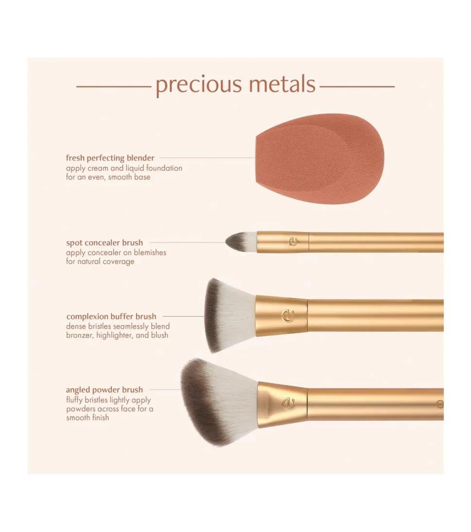 *Precious Metals* - Set de 3 brochas + Esponja