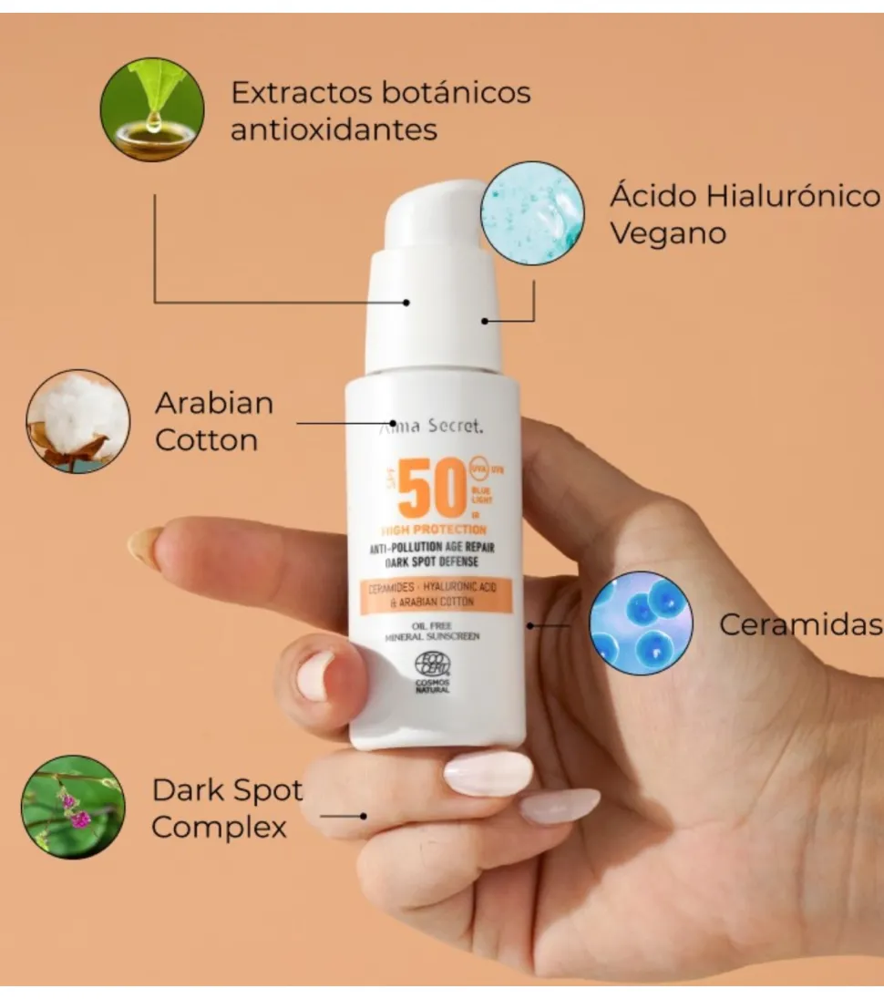 Protector solar facial SPF50 con color - Golden