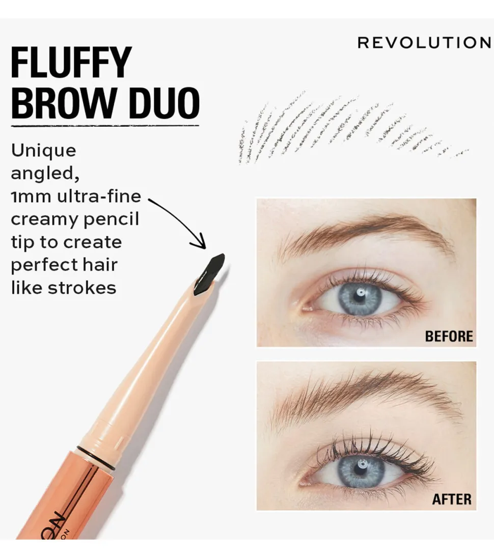 Revolution - Lápiz de cejas Fluffy Brow Filter Duo - Ash Brown