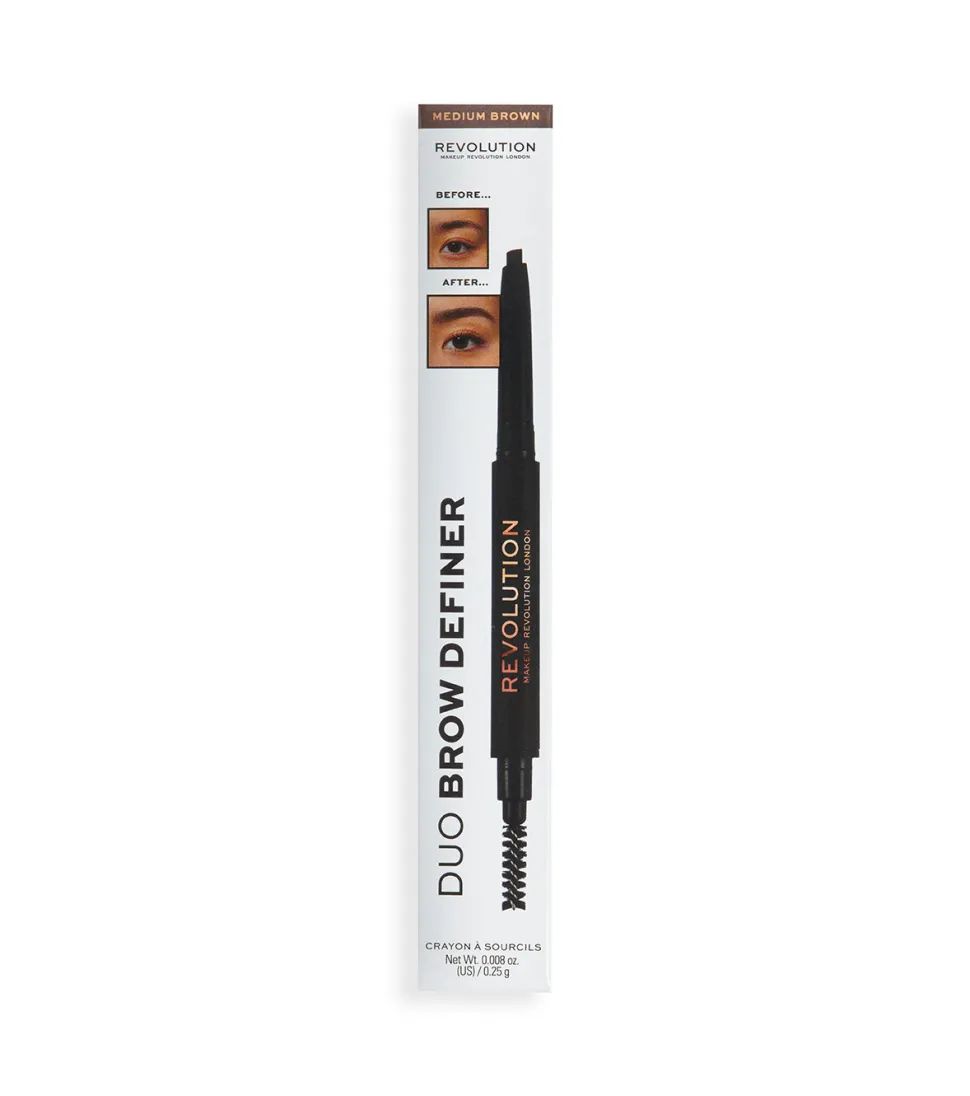 Revolution - Lápiz para cejas Duo Brow Definer - Medium Brown