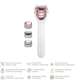 Rodillo facial con microagujas 9 en 1 - White Rose Gold