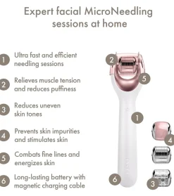 Rodillo facial con microagujas 9 en 1 - White Rose Gold