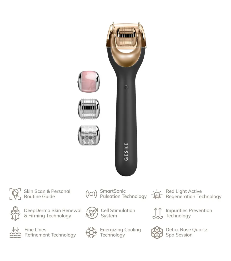 Rodillo facial con microagujas 9 en 1 - Black Gold