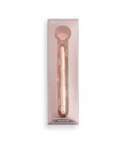 Rodillo facial de cuarzo rosa con vibración