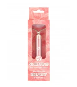 Rodillo facial vibrante de cuarzo rosa