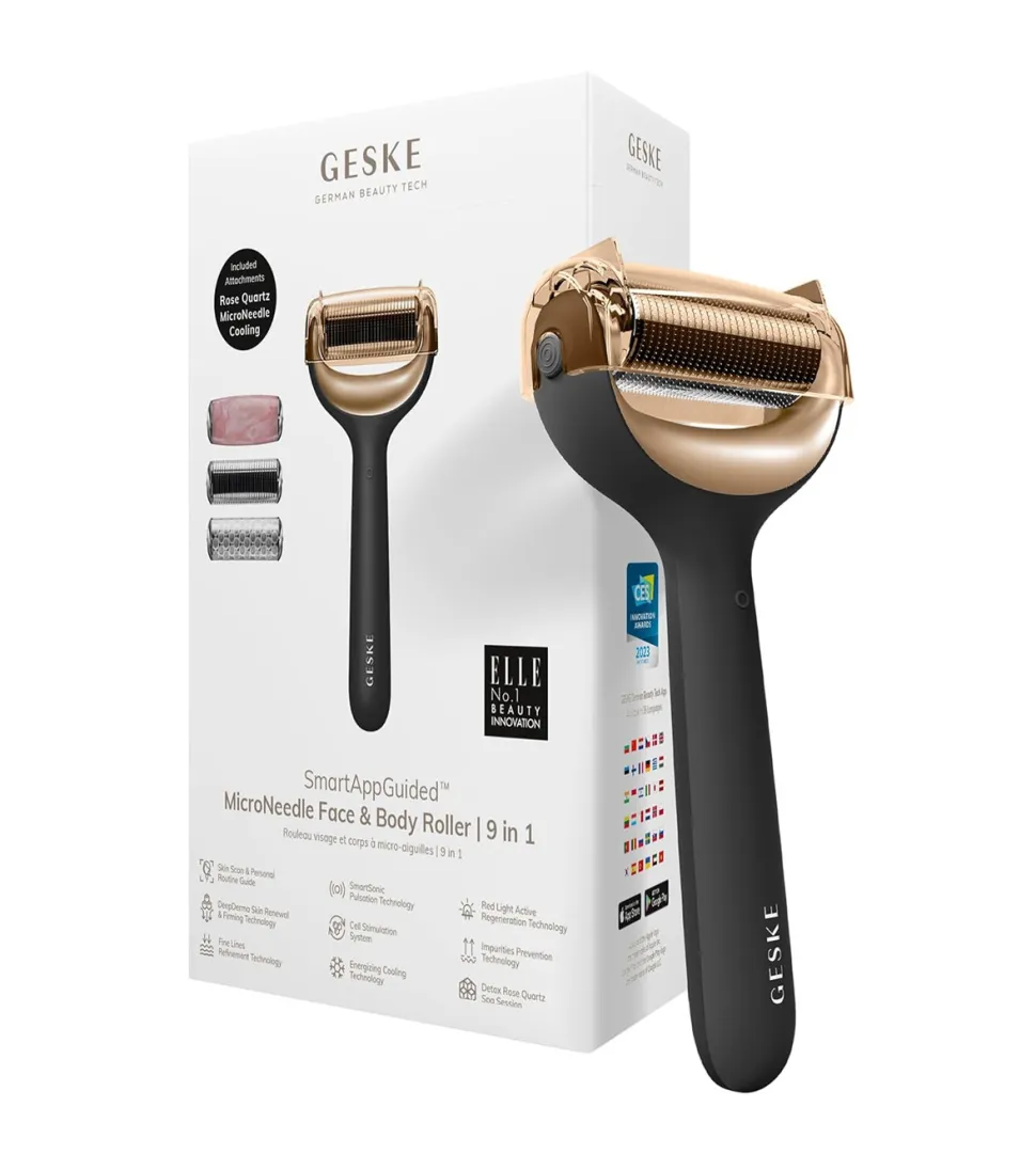 Rodillo facial y corporal con microagujas 9 en 1 - Black Gold