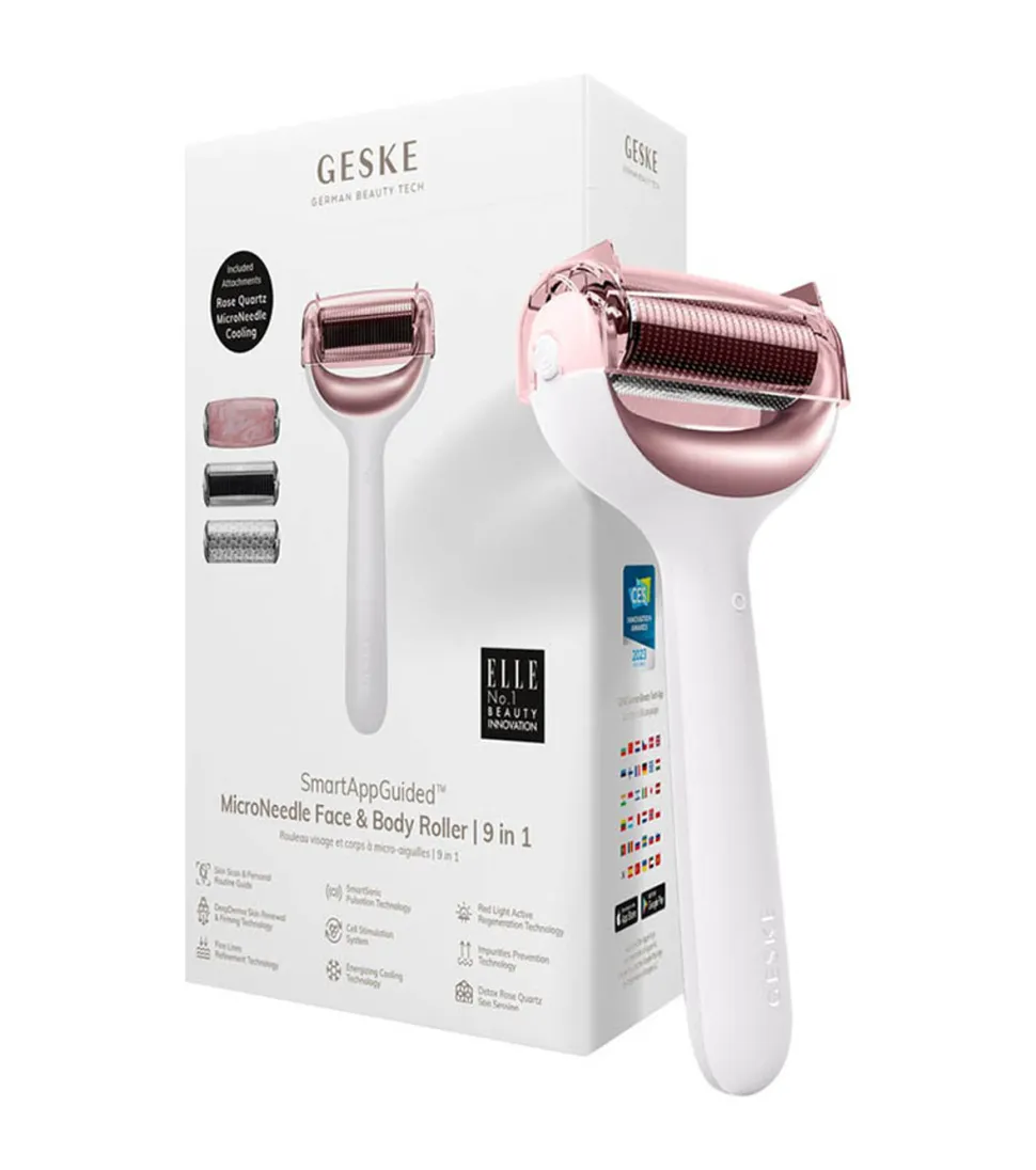 Rodillo facial y corporal con microagujas 9 en 1 - White Rose Gold