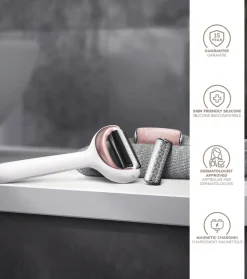 Rodillo facial y corporal con microagujas 9 en 1 - White Rose Gold