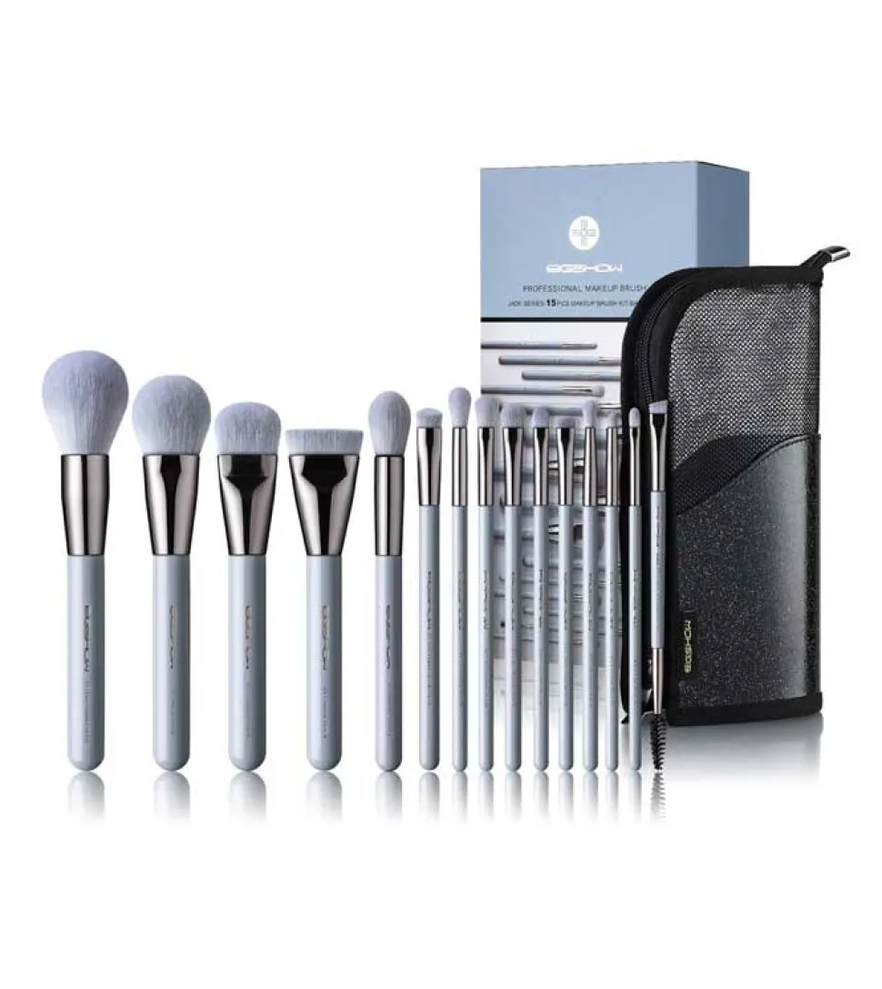 Set 15 brochas de maquillaje Jade Series - Baby Blue