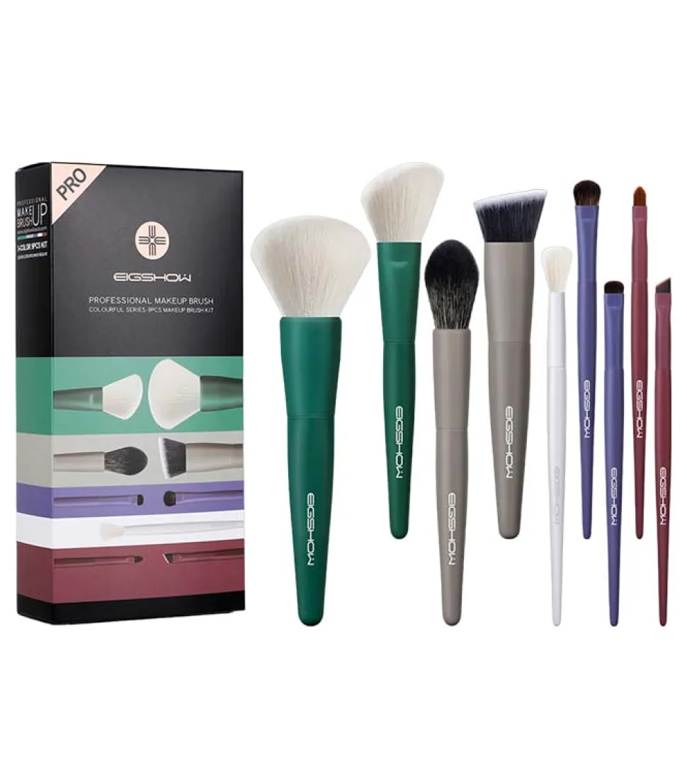 Set 9 brochas de maquillaje Pro - Colourful